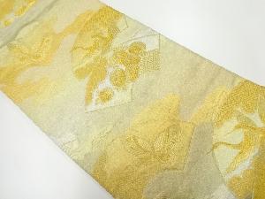 アンティーク　地紙に鶴・蝶模様織出し袋帯（材料）